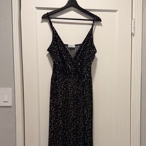 Kaileigh Black Strapless-Look Floral Midi Dress